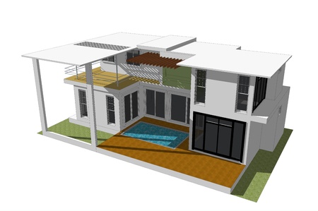 3d modern houseの素材