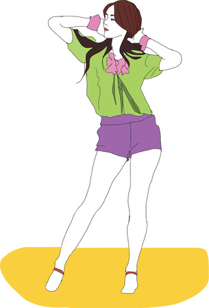 Asian women in actionのイラスト素材