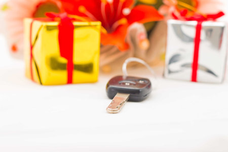 Car keys for gift, objects isolated on white background  