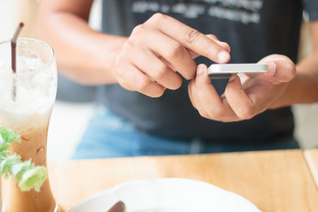 Man using smart phone