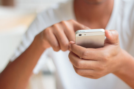 Man using smart phone