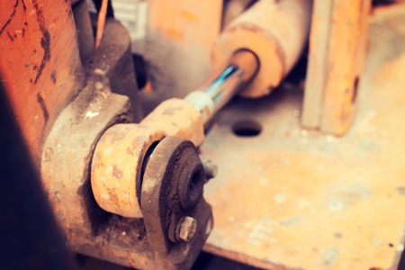 Yellow old folk lift truckの写真素材