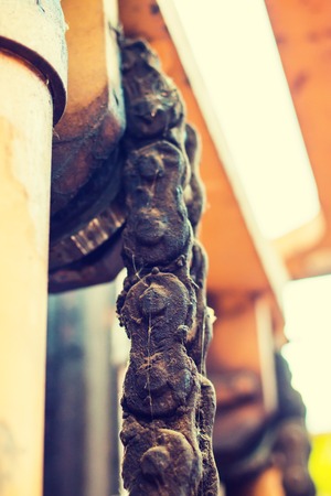 Yellow old folk lift truckの写真素材