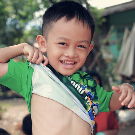smiling Thailand child-retro filterの写真素材