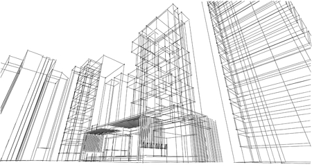 Abstract architectral drawing sketch,Illustrationの写真素材