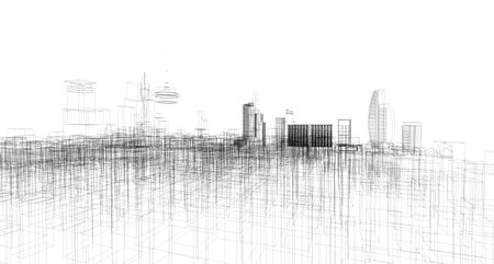 Abstract architectural drawing sketch,Illustration