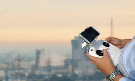Drone controller on blur background