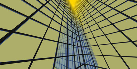 Architecture building 3d illustration, 3D illustration architecture building perspective lines,...
