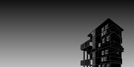 3D illustration architecture building perspective lines, modern urban architecture abstract background design. Architecture building 3d illustration ,Abstract Architecture Background.の写真素材