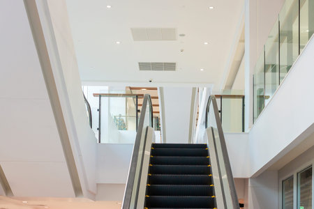 Escalators in modern office buildings