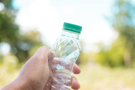 Hand Hold Show Recyclable Plastic for recycling concept reuse.の写真素材