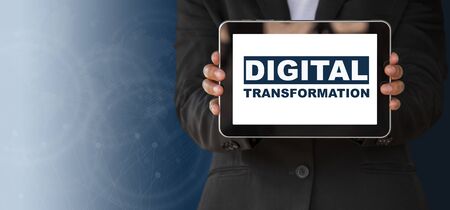 New business model concept Technological innovation,
Person holding a tablet showing lettersの写真素材