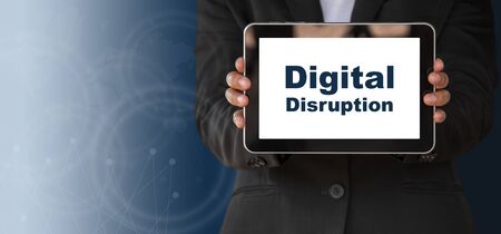 New business model concept Technological innovation,
Person holding a tablet showing lettersの写真素材