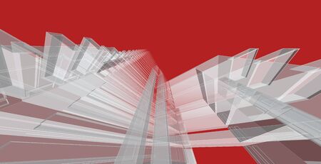 Architecture building 3d illustration, modern urban architecture abstract background design.の写真素材