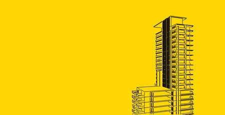 Architecture building 3d illustration, modern urban architecture abstract background design.の写真素材