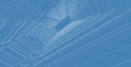 Architecture building 3d illustration, modern urban architecture abstract background design.の写真素材