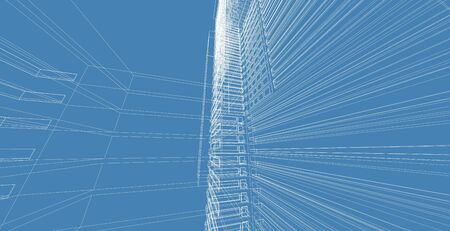 Architecture building 3d illustration, modern urban architecture abstract background design.の写真素材