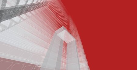 Architecture building 3d illustration, modern urban architecture abstract background design.の写真素材