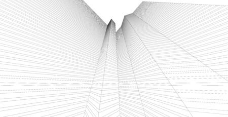 A skyscraper in the city is defined as a continuously habitable high-rise building that has over 40 floors, City architecture sketch 3d illustrationの写真素材