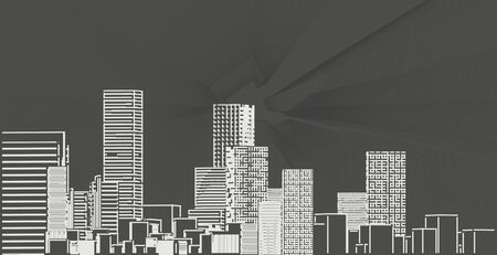 Cityscape modern architecture, office building cityscape background. Skyscraper sketch drawing.の写真素材