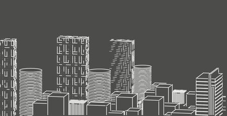 Cityscape modern architecture, office building cityscape background. Skyscraper sketch drawing.の写真素材