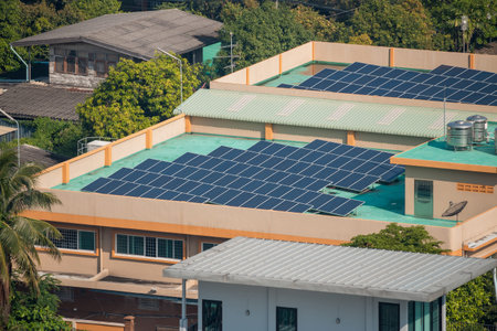 solar panel on the roof of the building - Renewable energy concept
