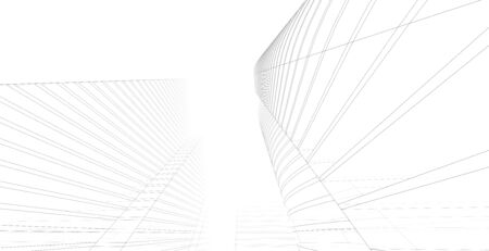 Modern architecture wireframe, Abstract architectural background, 3D Illustrationの写真素材