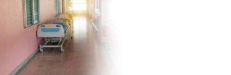Blank patient bed In the hospital corridorの写真素材
