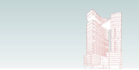3D illustration architecture building perspective lines, modern urban architecture abstract background design. Architecture building 3d illustration ,Abstract Architecture Background.の写真素材