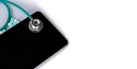 Stethoscope on the tablet, The concept of medicine and medical treatment