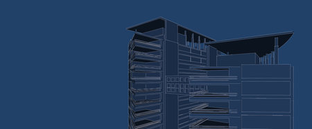 Banner background, Modern urban architecture abstract background design. Architecture building 3d...