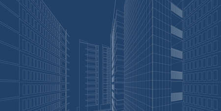 Architecture building 3d illustration, Modern urban architecture abstract background design, Abstract Architecture Background.の写真素材