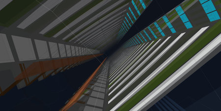 Architecture building 3d illustration, 3D illustration architecture building perspective lines,...