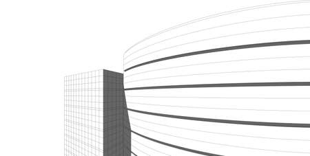 Architecture building 3d illustration, 3D illustration architecture building perspective lines, modern urban architecture abstract background design, Abstract Architecture Background.の写真素材