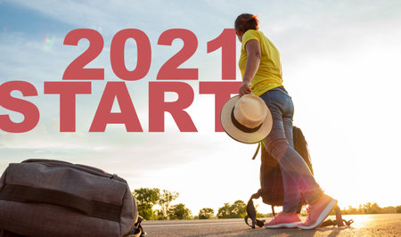 New year 2021 or start straight concept.の写真素材