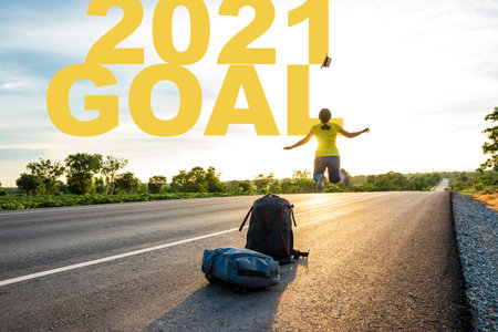 New year 2021 or start straight concept.の写真素材