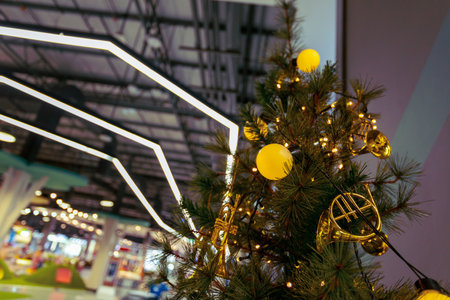 Christmas tree and Christmas decorations in shopping mallsの写真素材