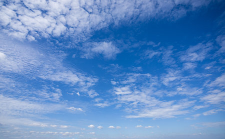 Background picture bright blue sky and white cloudsの写真素材
