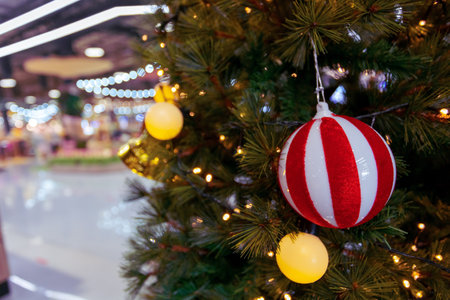Christmas tree and Christmas decorations in shopping mallsの写真素材