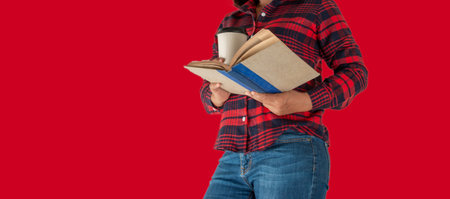 Female are reading books on hand.の写真素材