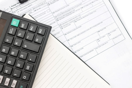 calculator and documents for working on the table, Finance and savings, Business concept.の写真素材