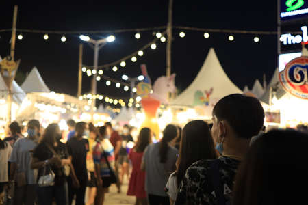 CHAIYAPHUM, THAILAND - March 2021 - Food market festival in a park. Outdoor Market. Food Event. Food Fair. Festival.のeditorial素材