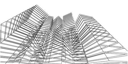 Abstract architectral drawing sketch,Illustrationの写真素材