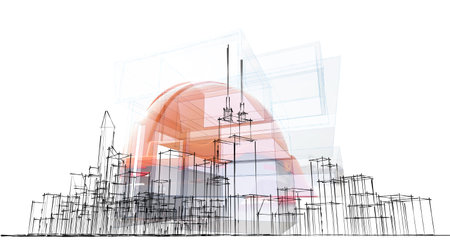 Abstract sketch, Architectural ,Construction ,Wireframeの写真素材