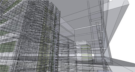 Abstract 3D building wireframe structure. Illustration construction graphic idea , Architectural sketch idea.の写真素材
