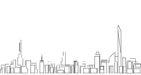 Building perspective, Cityscape on white background, Modern building in the city skylineの写真素材