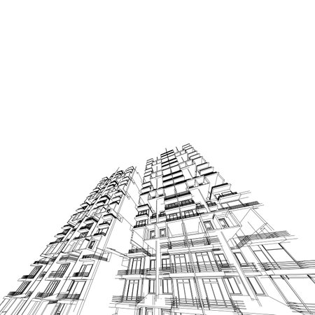 Abstract 3D wireframe architectural.の写真素材