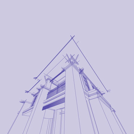 Building sketch architectural 3d illustration, Architecture building perspective linesの写真素材
