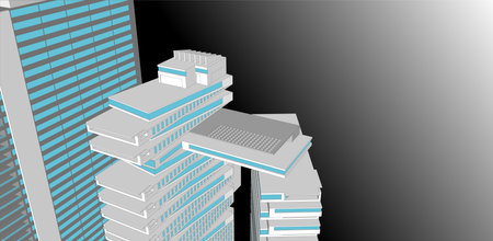 3D Aerial View of Skyscrapers in the Cityのイラスト素材