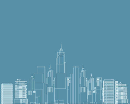 Modern Metropolis Cityscape with Skyscrapers: An Illustrated Backgroundのイラスト素材